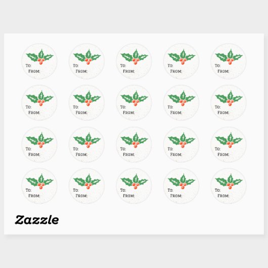 Holly Holiday Christmas Gift Label Sticker (Vel)