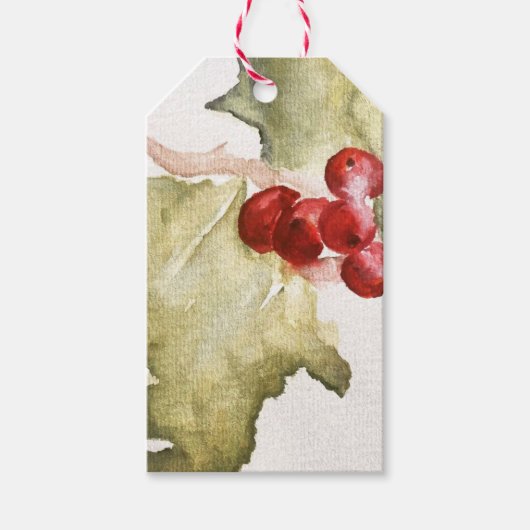 Holly Holiday Gift Labels Cadeaulabel (Voorkant)