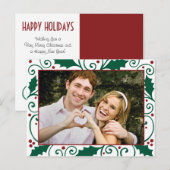 Holly Holiday Green & Red sur carte postale photo (Devant / Derrière)