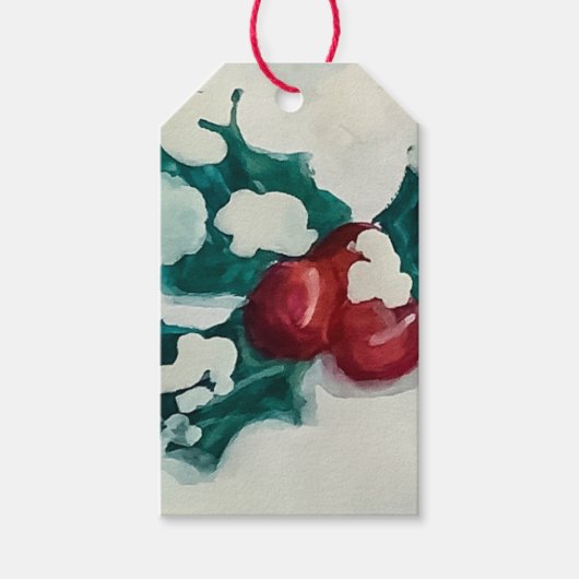 Holly in de sneeuw cadeaulabel (Voorkant)