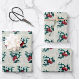 Holly in de sneeuw inpakpapier vel