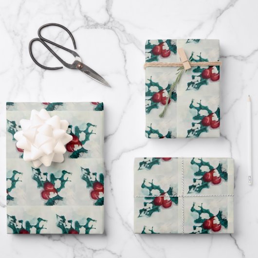 Holly in de sneeuw inpakpapier vel (Voorkant)