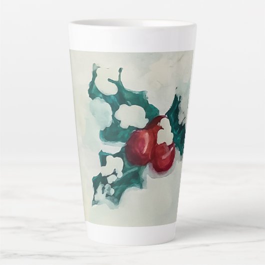 Holly in de sneeuw latte mok (Voorkant)