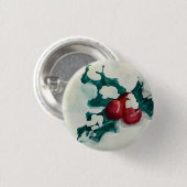 Holly in de sneeuw ronde button 3,2 cm (Voorkant /achterkant)