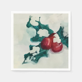 Holly in de sneeuw servet