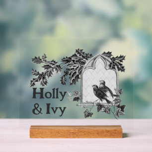 Holly & Ivy birds vintage noël noir et blanc
