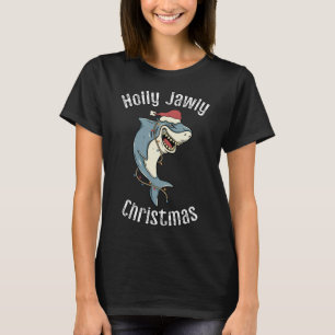 Holly Jawly Kerstmis Funny Santa Shark Xmas Shark T-shirt