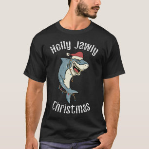 Holly Jawly Kerstmis Funny Santa Shark Xmas Shark T-shirt