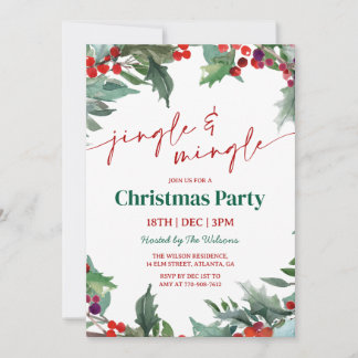 Holly Jingle and Mingle Christmas Party Kaart