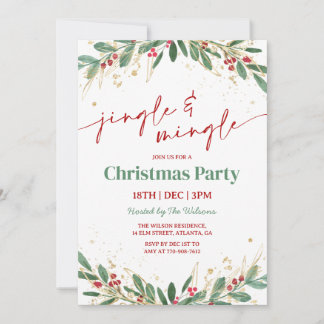 Holly Jingle and Mingle Christmas Party Kaart
