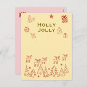 『Holly Jolly』トナカイのかわいいクリスマスカード♡ Feestdagenkaart (Voorkant / Achterkant)