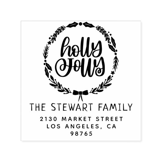 Holly Jolly Achternaam Retouradres Zelfinktende Stempel (Design)