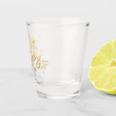 Holly Jolly AF | Glanzend Faux Folie Gold Script Shot Glas (Rechts)