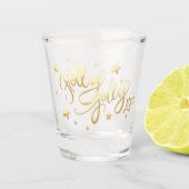 Holly Jolly AF | Glanzend Faux Folie Gold Script Shot Glas (Voorkant)