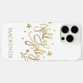 Holly Jolly AF | Glanzend Goud Faux Folie Script Case-Mate iPhone Case (Achterkant (horizontaal))