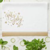 Holly Jolly AF | Glanzend Goud Faux Folie Script Theedoek (Gevouwen)