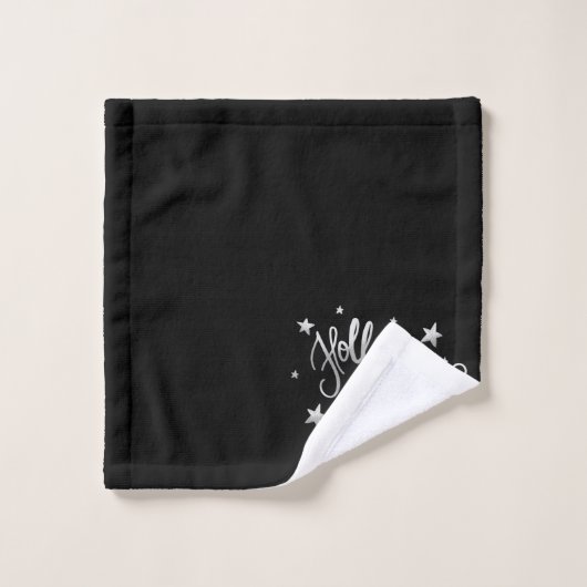 Holly Jolly AF | Glanzend Silver Faux Folie Script Bad Handdoek (Wasdoekje)