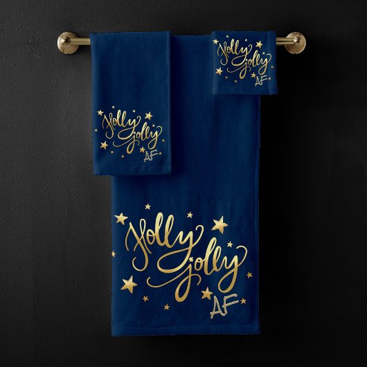 Holly Jolly AF | Shiny Gold Faux Foil Script