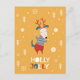 Holly Jolly avec carte postale de chien mignon à N
