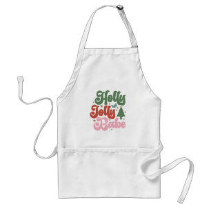 Holly Jolly Babe Retro Groovy Kerst Feestdagen Standaard Schort