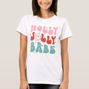 Holly Jolly Babe Retro Kerstmis T-shirt