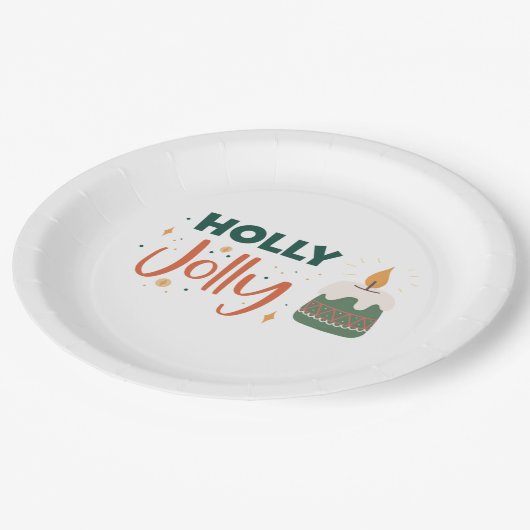 Holly Jolly Candle Papieren Bordje (Gekanteld)