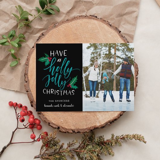 Holly Jolly | Carte de collage photo de vacances