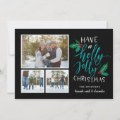 Holly Jolly | Carte de collage photo de vacances (Devant)