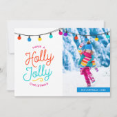 Holly Jolly | Carte photo de vacances à plat (Devant)