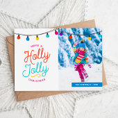Holly Jolly | Carte photo de vacances magnétique
