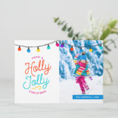 Holly Jolly Carte photo de vacances | Salutation à (Debout devant)