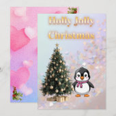 Holly Jolly Christmas Cute Penguin Paste Kaart (Voorkant / Achterkant)
