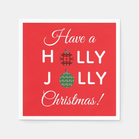 Holly Jolly Christmas napkin Servet (Voorkant)