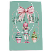 Holly Jolly Christmas Nutcracker Coquette Preppy Medium Cadeauzakje (Voorkant)
