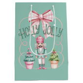 Holly Jolly Christmas Nutcracker Coquette Preppy Medium Cadeauzakje (Achterkant)