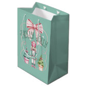 Holly Jolly Christmas Nutcracker Coquette Preppy Medium Cadeauzakje (Achterkant Gekanteld)