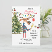 Holly Jolly Christmas Party Moose Invitation (Debout devant)