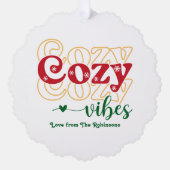 Holly Jolly Cozy Vibes Retro Christmas Photo Ornament Kaart (Voorkant)