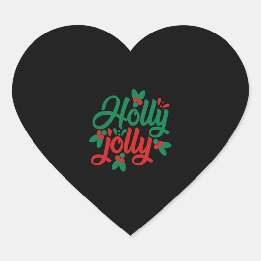 Holly jolly, een geweldig kerstfeest cadeau hart sticker (Voorkant)