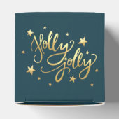 Holly Jolly | Elegant Goud Faux Folie Script Bedankdoosjes (Bovenkant)