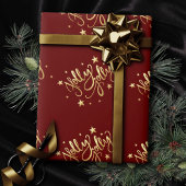 Holly Jolly | Elegant Goud Faux Folie Script Cadeaupapier