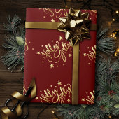 Holly Jolly | Elegant Goud Faux Folie Script Cadeaupapier