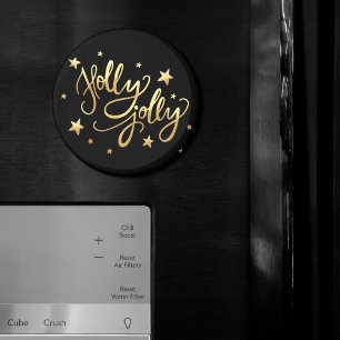 Holly Jolly Elegant Goud Faux Folie Script Magneet