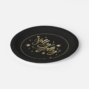 Holly Jolly Elegant Goud Faux Folie Script Papieren Bordje
