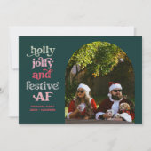 Holly Jolly en feestelijke AF-vakantiefotokaart Feestdagenkaart (Voorkant)