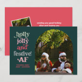 Holly Jolly en feestelijke AF-vakantiefotokaart Feestdagenkaart (Voorkant / Achterkant)