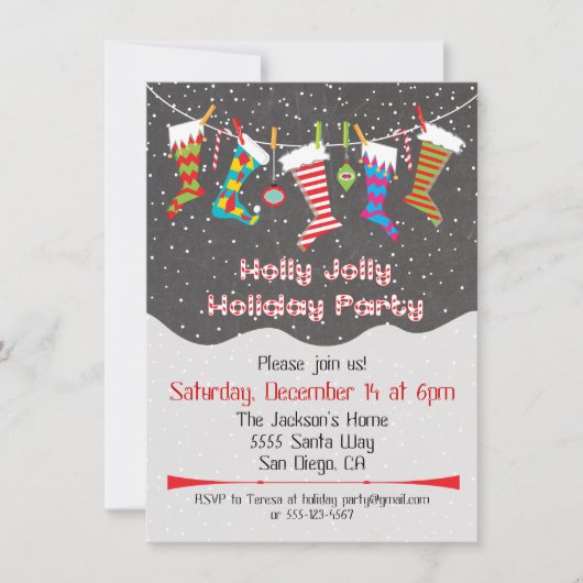 Holly Jolly Fête de Noël Invitation (Devant)