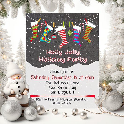 Holly Jolly Fête de Noël Invitation