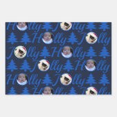 Holly Jolly Foto Collage Dark Blue Kerstmis Inpakpapier Vel (Voorkant 2)