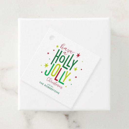 "Holly Jolly" Fun and Festive Custom Kerstmis Bedankjes Labels (In situ)